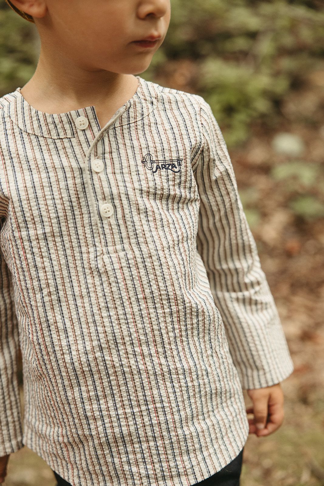 Arza Taupe Seersucker Stripe Tunic