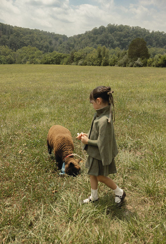 1984 Olive Plaid Wool Pleated Skirt