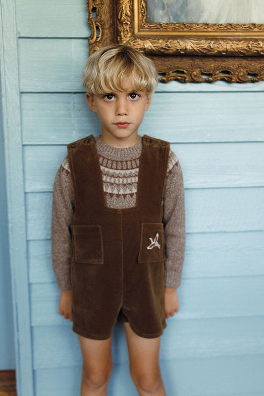 1984 Brown Velvet Pocket Romper