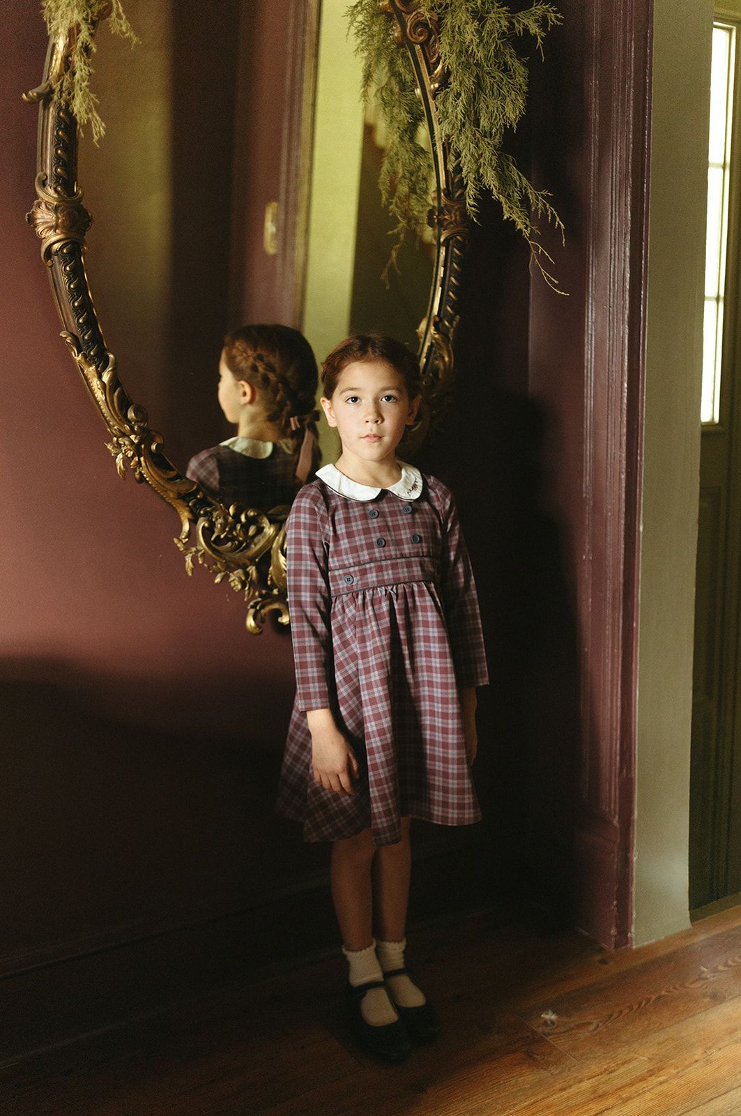 1984 Wine Plaid Wool Dress