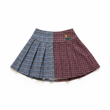 1984 Patchwork Plaid Pleated Skirt