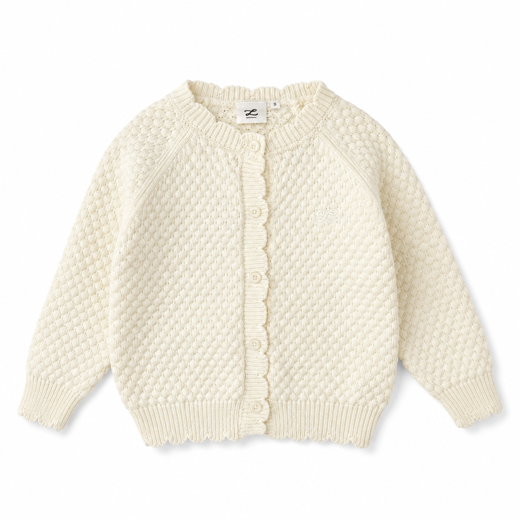 L by Ladida Cream Textured Knit Cardigan